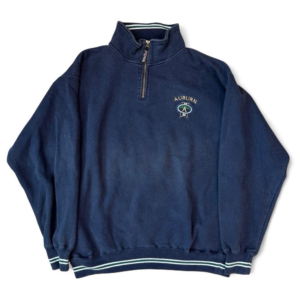 Vintage Auburn University Jansport Navy 1/4 Zip Sweatshirt Adult Large 90s Y2K
